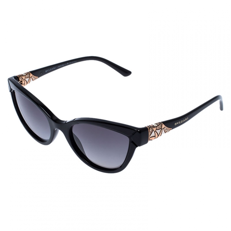 Pre Owned Bvlgari Black Gradient 8156-B Cateye Sunglasses 