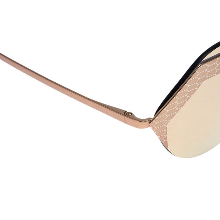 مملوكة مسبقًا Bvlgari Matte Rose Gold/Grey Mirrored 6089 Serpenti Sunglasses