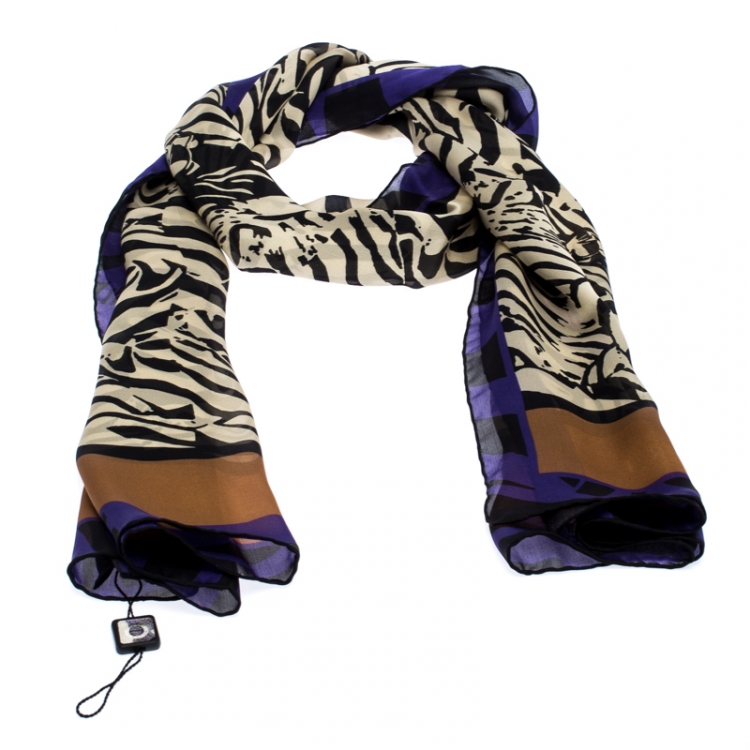 Pre Owned Bvlgari Multicolor Animal Print Silk Scarf