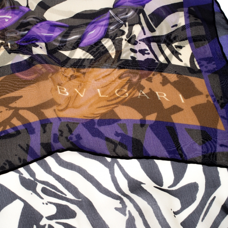 Pre Owned Bvlgari Multicolor Animal Print Silk Scarf