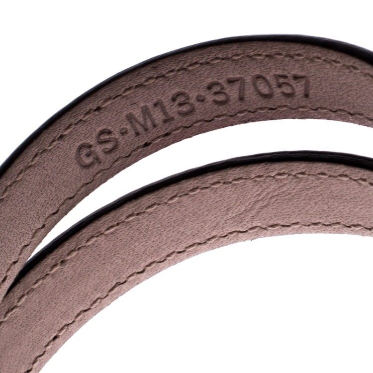 Pre Owned Bvlgari Serpenti Forever Enamel Pink Double Coiled Leather Gold Plated Bracelet