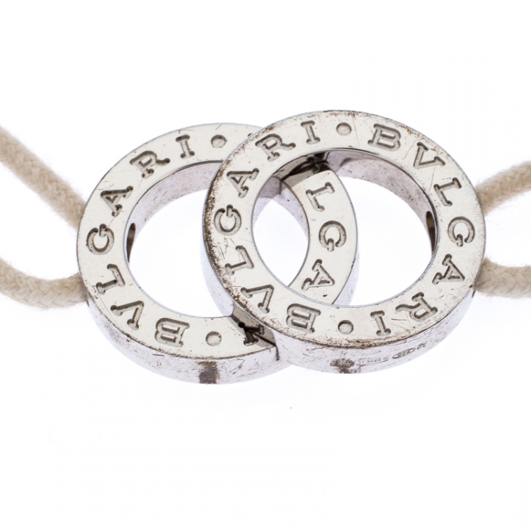 مملوكة مسبقًا Bvlgari Bvlgari Interlocking Circles Silver Adjustable Cord Bracelet