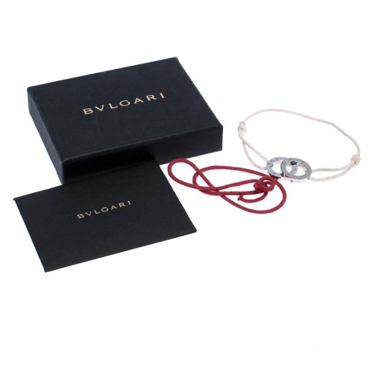 مملوكة مسبقًا Bvlgari Bvlgari Interlocking Circles Silver Adjustable Cord Bracelet