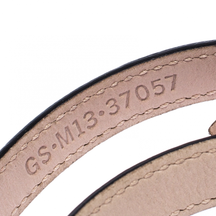 Pre Owned Bvlgari Serpenti Forever Enamel Pink Leather Gold Plated Double Coiled Bracelet