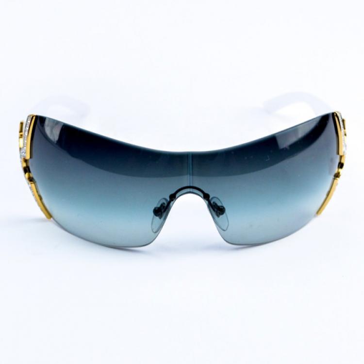 Pre Owned Bvlgari White 651-B Shield Woman Sunglasses
