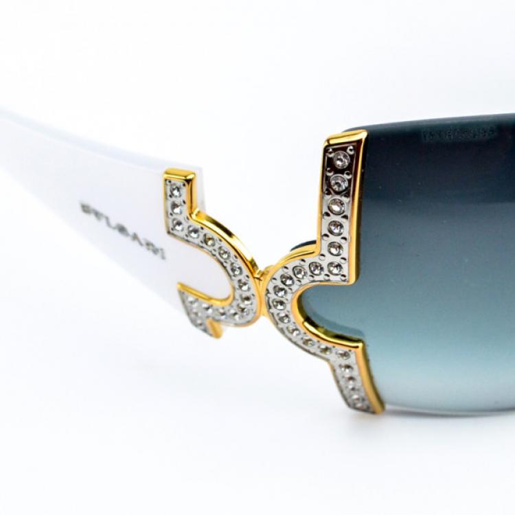 Pre Owned Bvlgari White 651-B Shield Woman Sunglasses