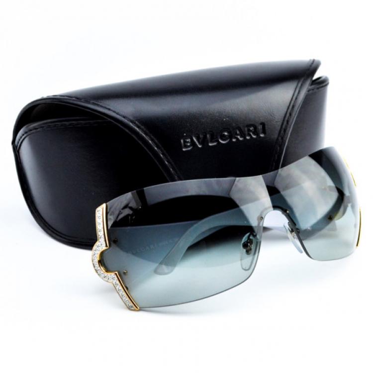 Pre Owned Bvlgari White 651-B Shield Woman Sunglasses