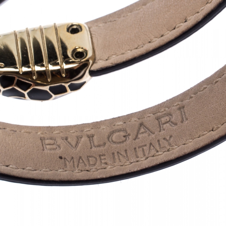 Pre Owned Bvlgari Serpenti Forever Navy Blue Leather Multi-Coiled Cleopatra Bracelet