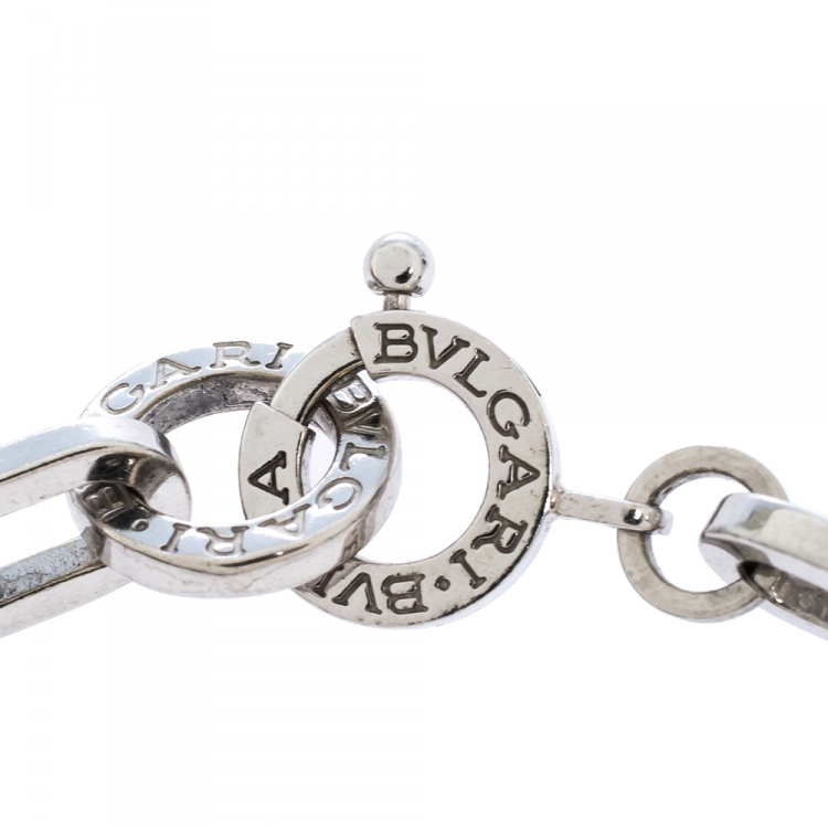 Pre Owned Bvlgari Logo Silver Link Bracelet
