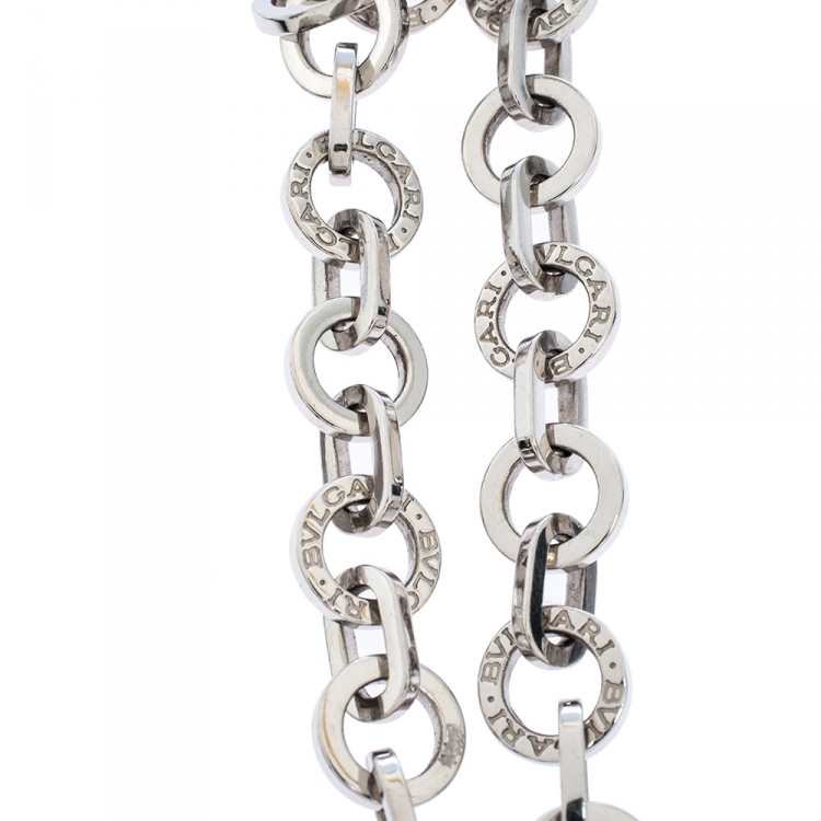Pre Owned Bvlgari Logo Silver Link Bracelet