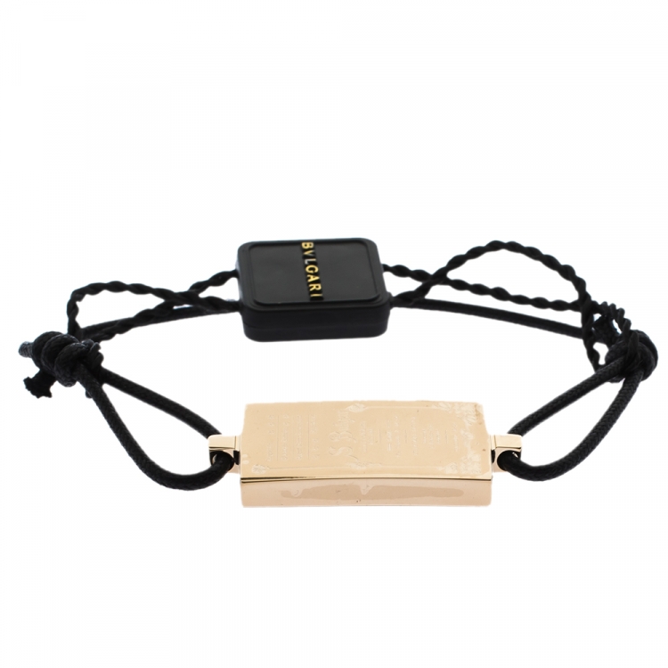 Pre Owned Bvlgari S.Bulgari Charm Black Cord Adjustable Bracelet