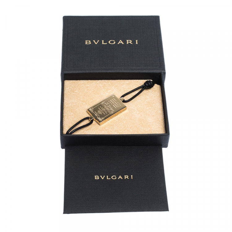 Pre Owned Bvlgari S.Bulgari Charm Black Cord Adjustable Bracelet