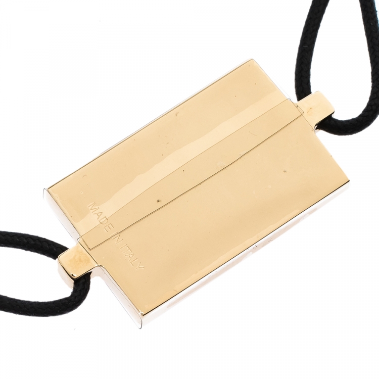 Pre Owned Bvlgari S.Bulgari Charm Black Cord Adjustable Bracelet