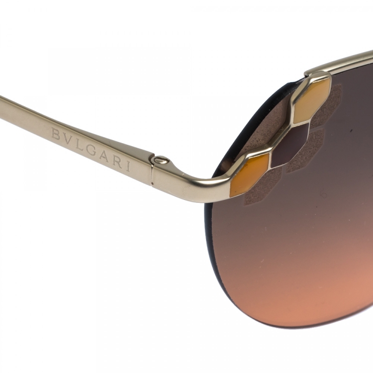 Pre Owned Bvlgari Pale Gold/ Bicolor Gradient 6099 Serpenti Poisoncandy Sunglasses