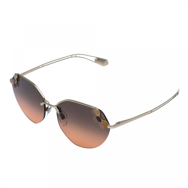Pre Owned Bvlgari Pale Gold/ Bicolor Gradient 6099 Serpenti Poisoncandy Sunglasses