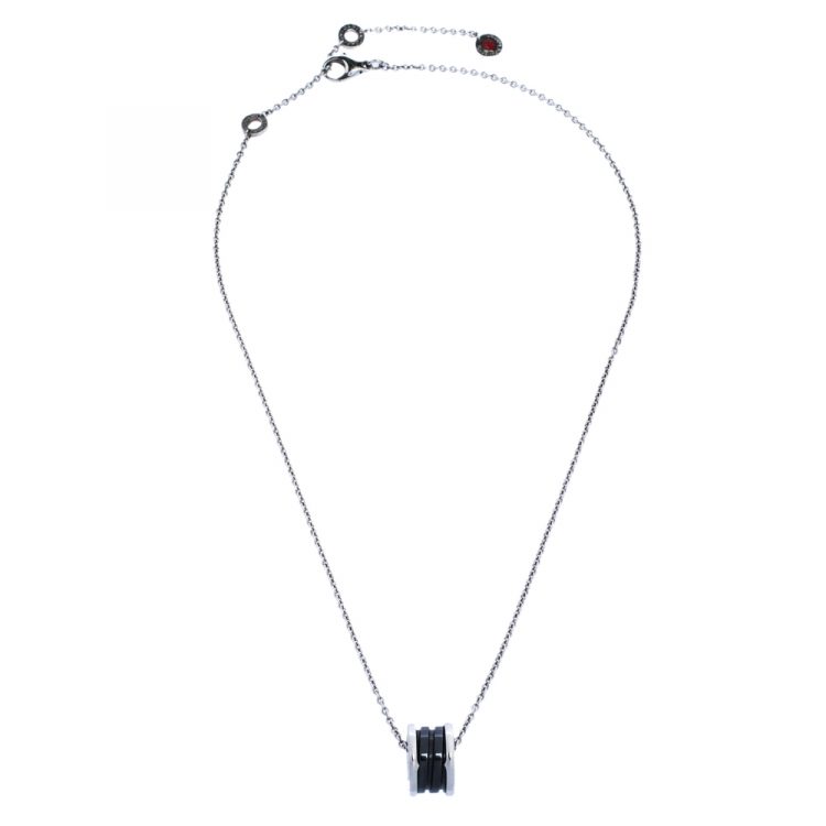 Pre Owned Bvlgari B.Zero1 Save The Children Black Ceramic & Sterling Silver Necklace
