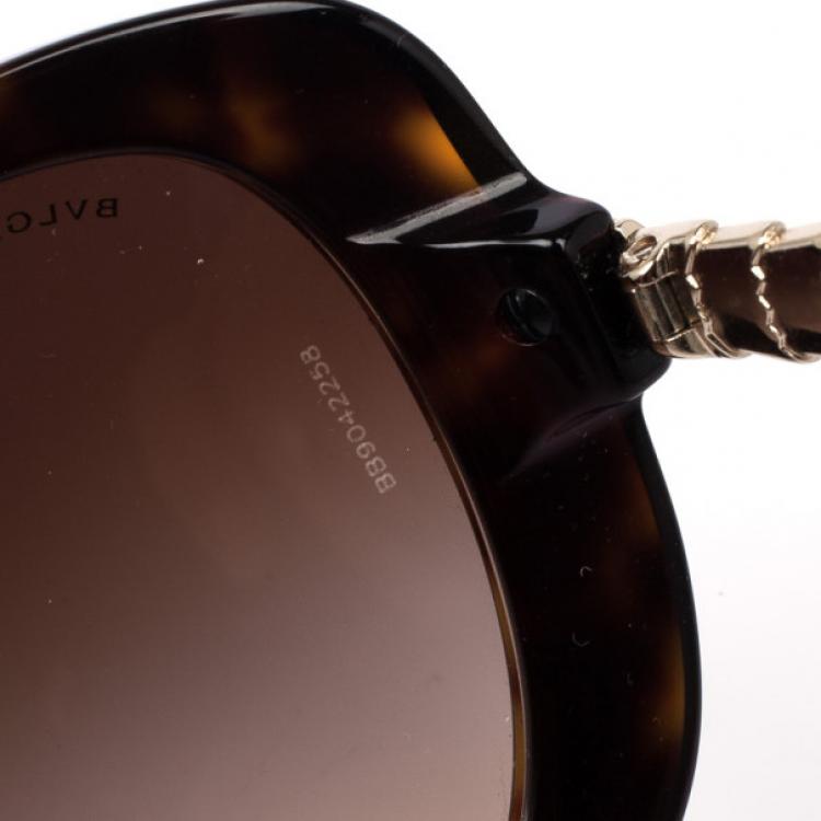 Pre Owned Bvlgari Tortoise Frame Retro Womens Sunglasses
