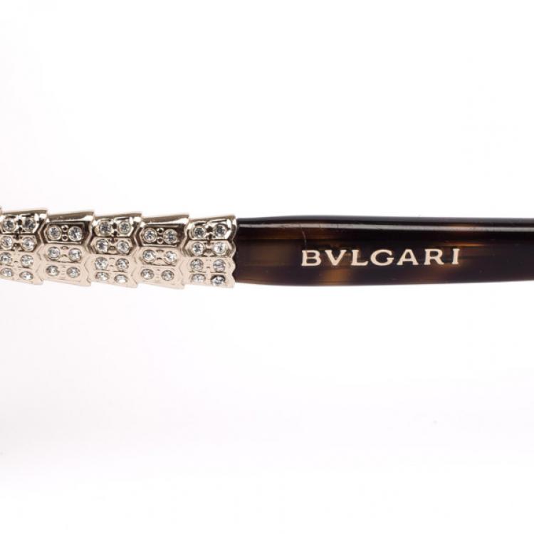 Pre Owned Bvlgari Tortoise Frame Retro Womens Sunglasses