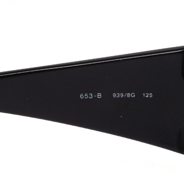 Pre Owned Bvlgari Black 653B Rhinestone Temple Shield Womens Sunglasses