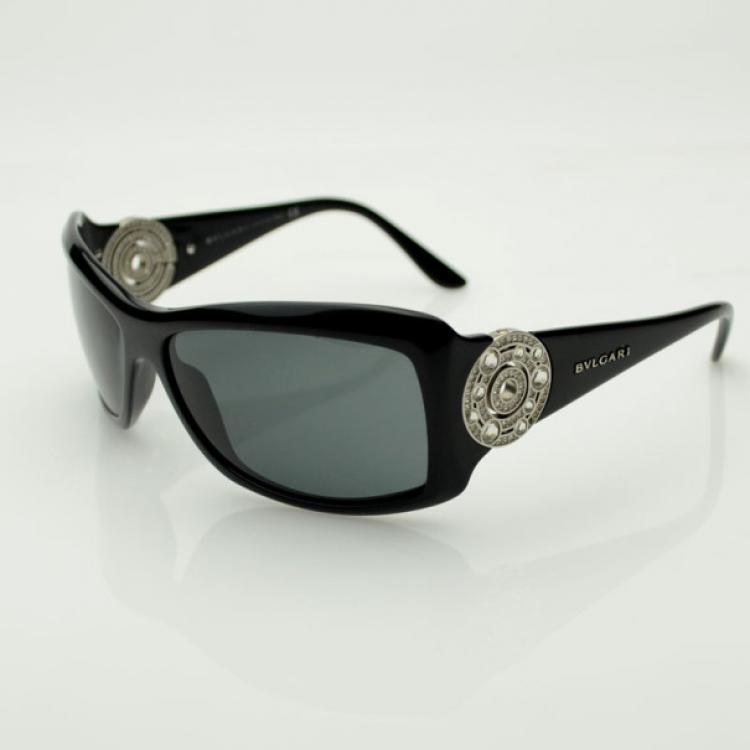 Pre Owned Bvlgari Black 800B Sunglasses With Crystals