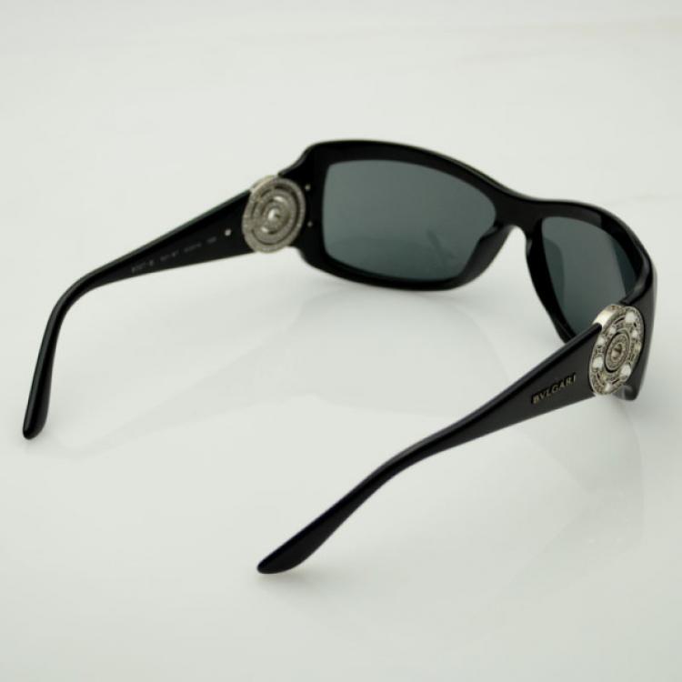 Pre Owned Bvlgari Black 800B Sunglasses With Crystals