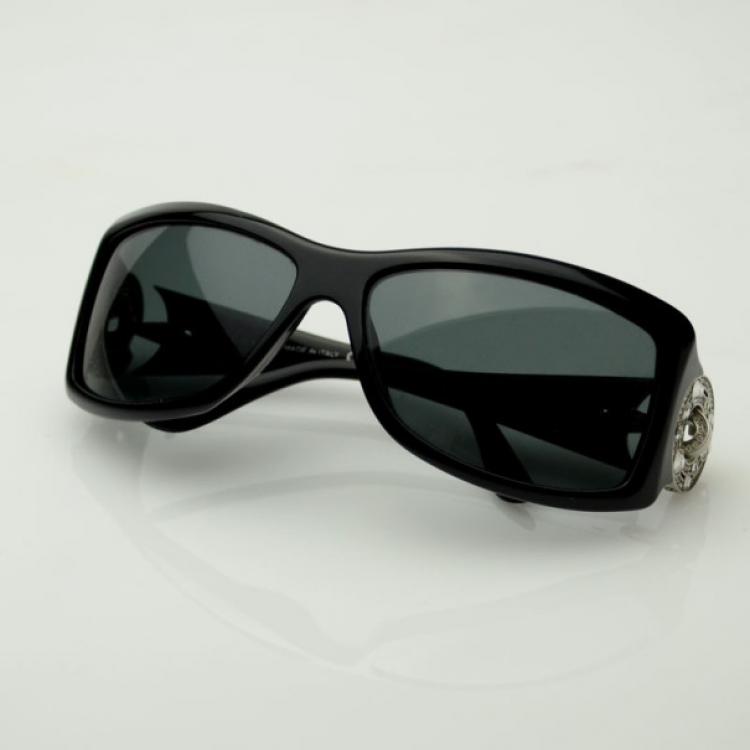 Pre Owned Bvlgari Black 800B Sunglasses With Crystals