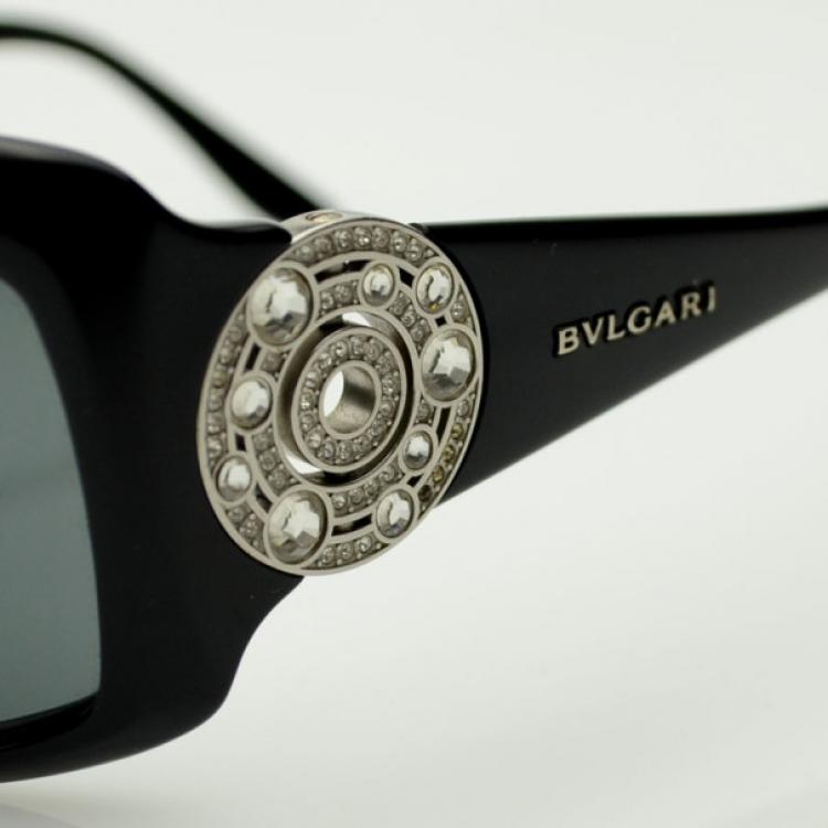 Pre Owned Bvlgari Black 800B Sunglasses With Crystals