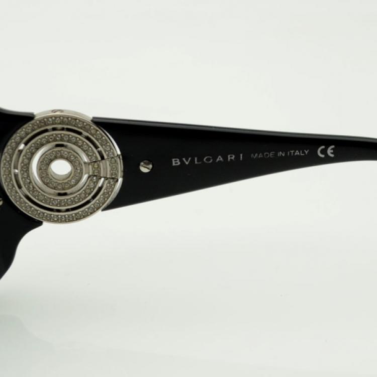 Pre Owned Bvlgari Black 800B Sunglasses With Crystals