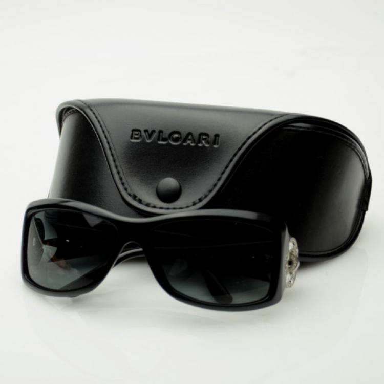 Pre Owned Bvlgari Black 800B Sunglasses With Crystals