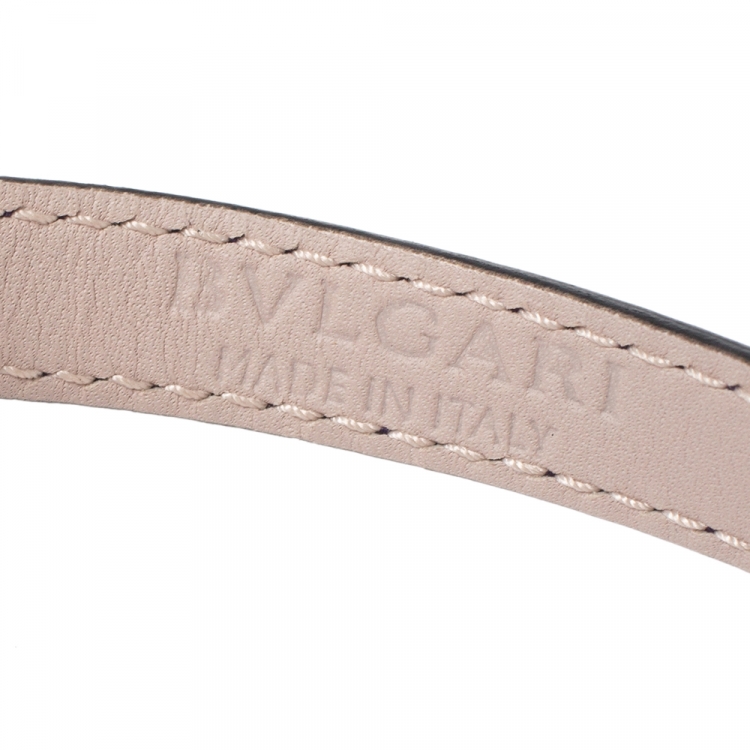 Pre Owned Bvlgari Metallic Purple Leather Serpenti Forever Double Coiled Bracelet