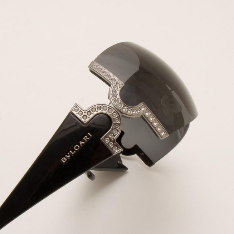 Pre Owned Bvlgari Temple Embellished Temple Shield Sunglasses