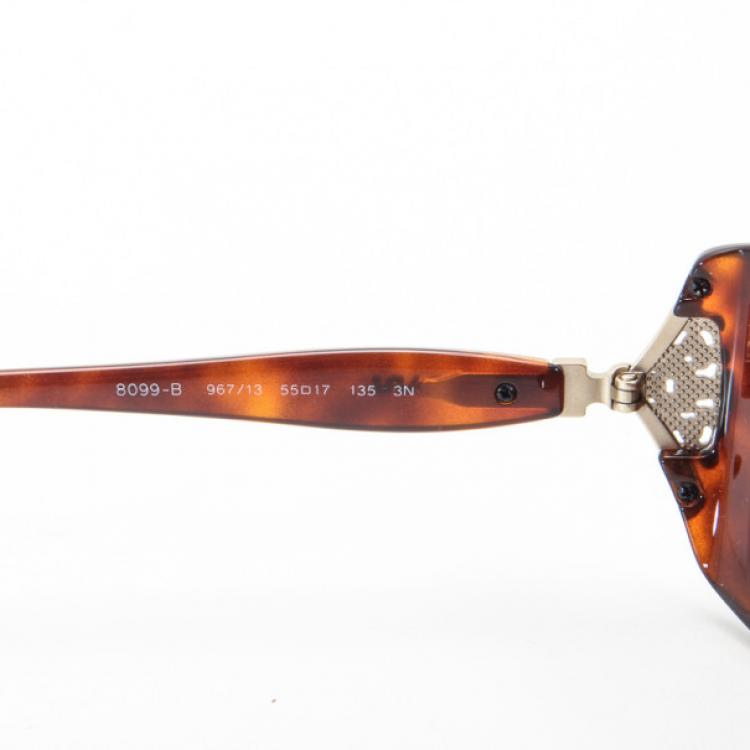 Pre Owned Bvlgari Brown Rectangle Framed Sunglasses with Crystals