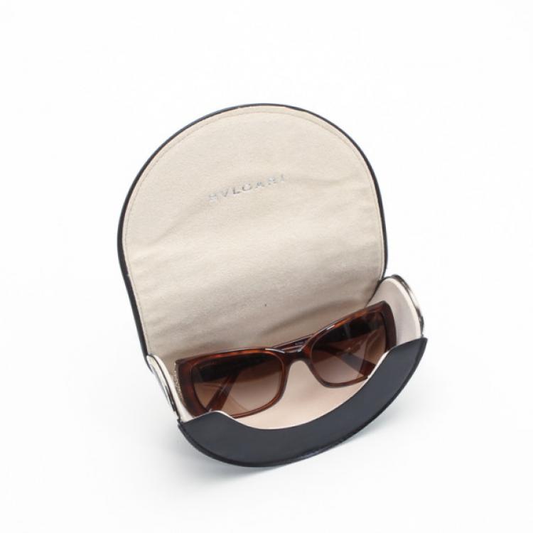 Pre Owned Bvlgari Brown Rectangle Framed Sunglasses with Crystals