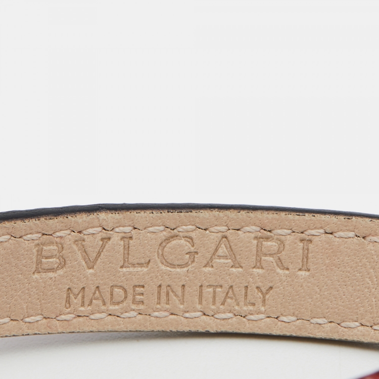 Pre Owned Bvlgari Serpenti Forever Red Karung Leather Double Wrap Bracelet