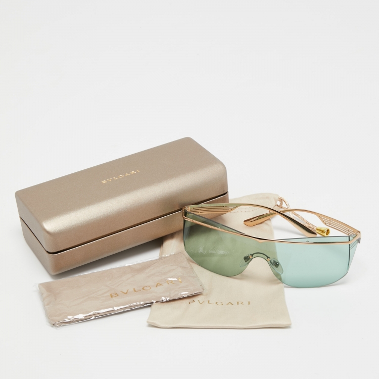 Pre Owned Bvlgari Green 6139 Rectangle Sunglasses