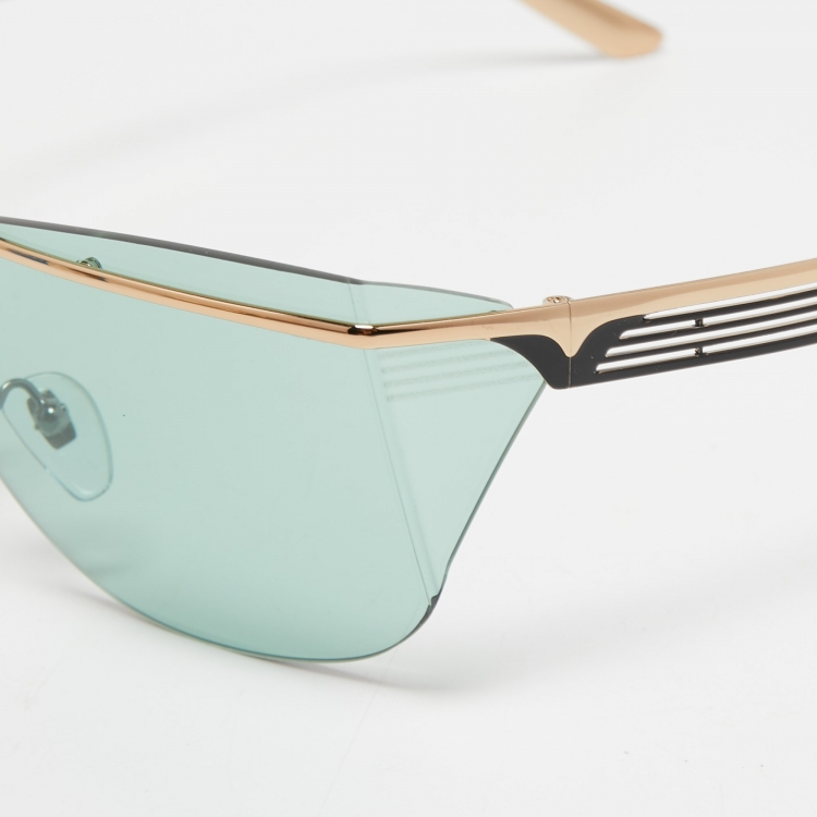 Pre Owned Bvlgari Green 6139 Rectangle Sunglasses