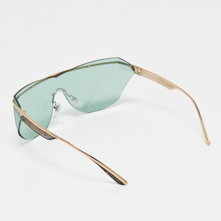 Pre Owned Bvlgari Green 6139 Rectangle Sunglasses