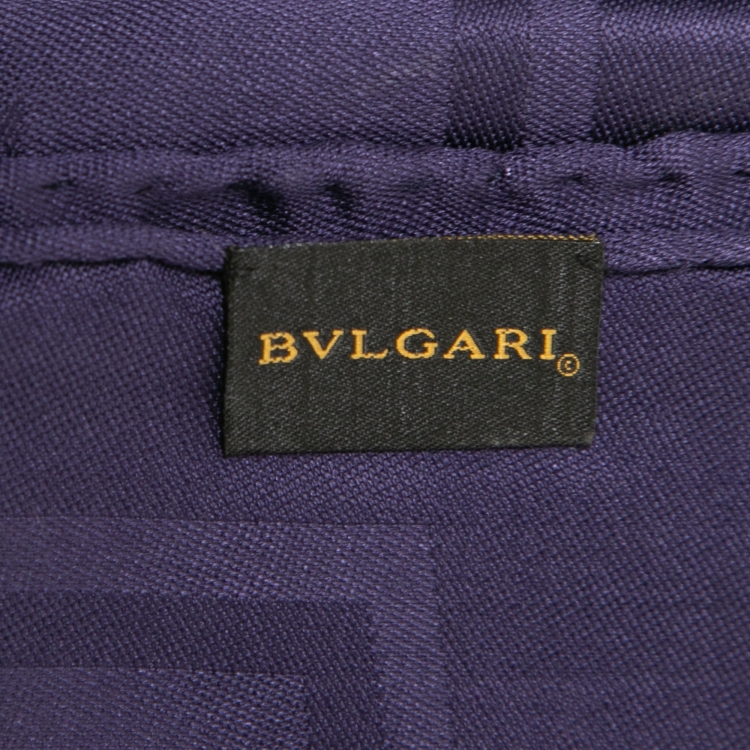 Pre Owned Bvlgari Purple Logomania Silk Wool Shawl