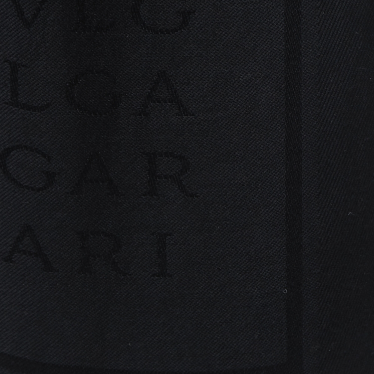 Pre Owned Bvlgari Black Wool and Silk Logomania Scarf