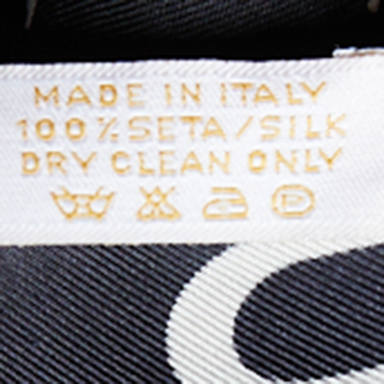 Pre Owned Bvlgari Black Letter Logo Printed Silk Square Scarf