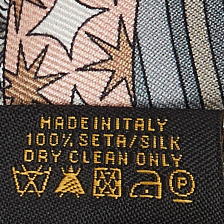 Pre Owned Bvlgari Multicolor Bulgari Time Print Silk Bandeau Scarf