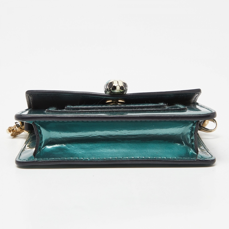 Pre Owned Bvlgari Green Patent Leather Serpenti Forever Bag Charm