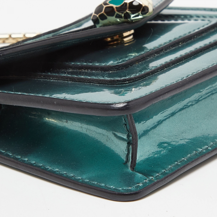 Pre Owned Bvlgari Green Patent Leather Serpenti Forever Bag Charm