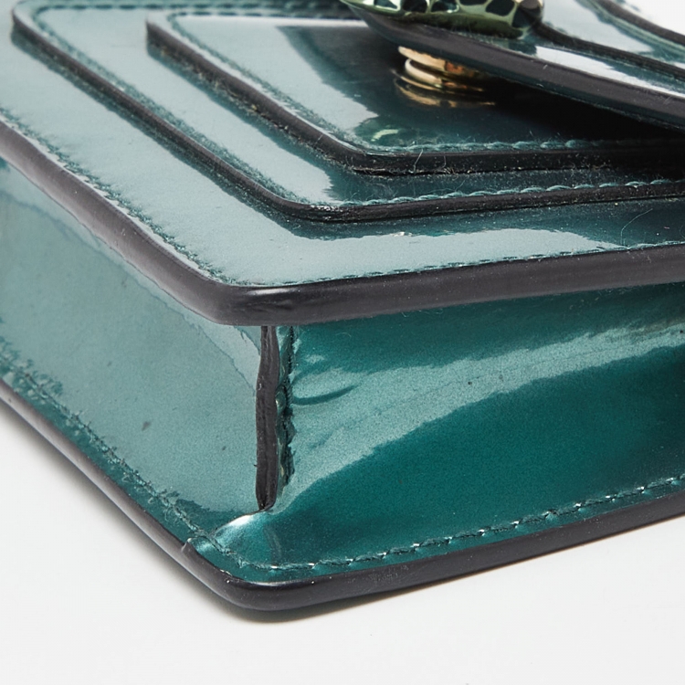 Pre Owned Bvlgari Green Patent Leather Serpenti Forever Bag Charm