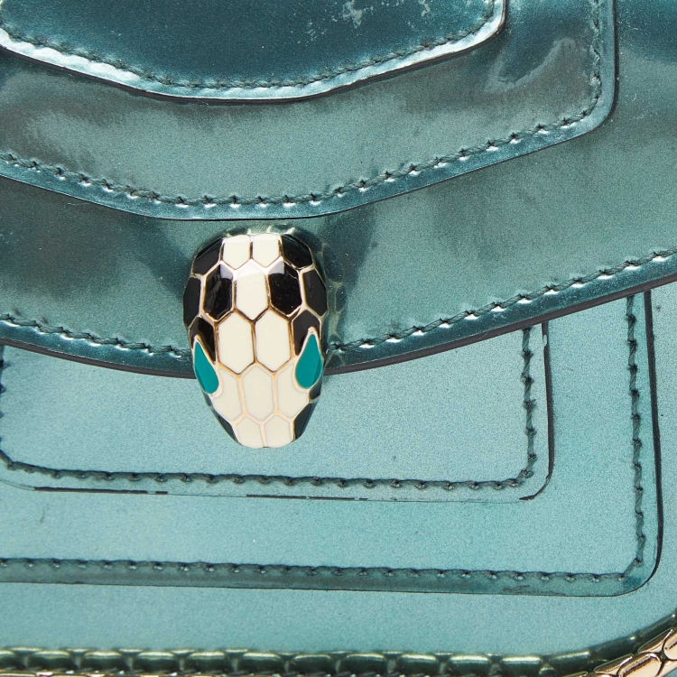 Pre Owned Bvlgari Green Patent Leather Serpenti Forever Bag Charm