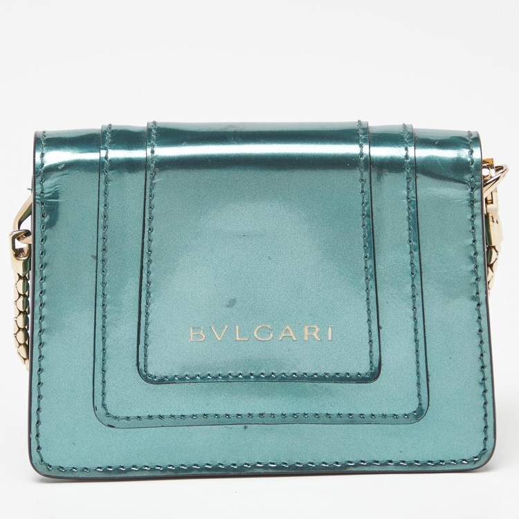 Pre Owned Bvlgari Green Patent Leather Serpenti Forever Bag Charm