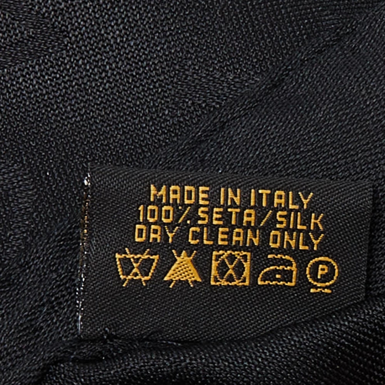 Pre Owned Bvlgari Black Logo Pattern Silk Stole 