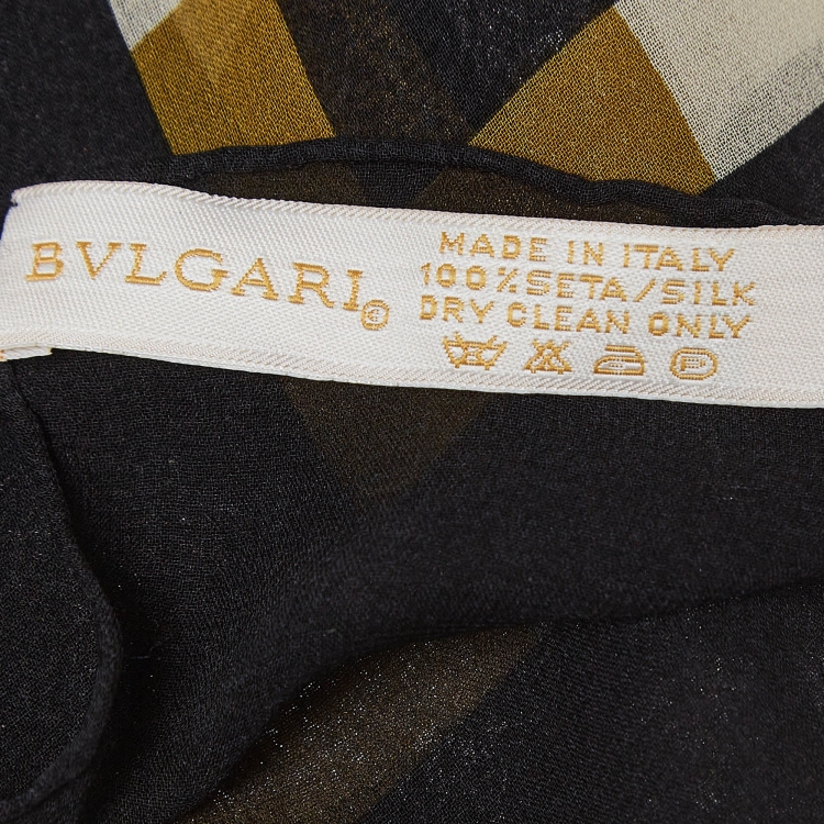 Pre Owned Bvlgari Black Printed Silk Scarf