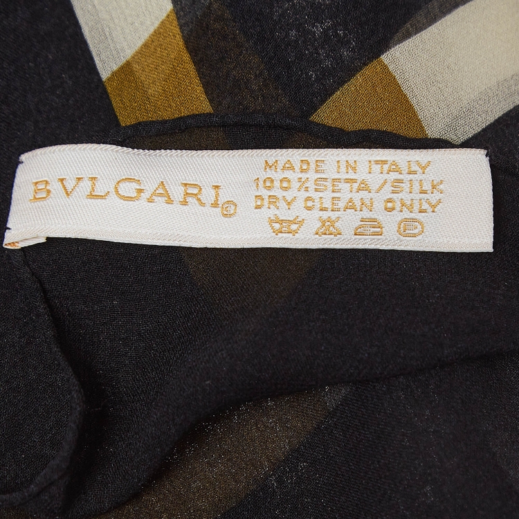 Pre Owned Bvlgari Black Printed Silk Scarf