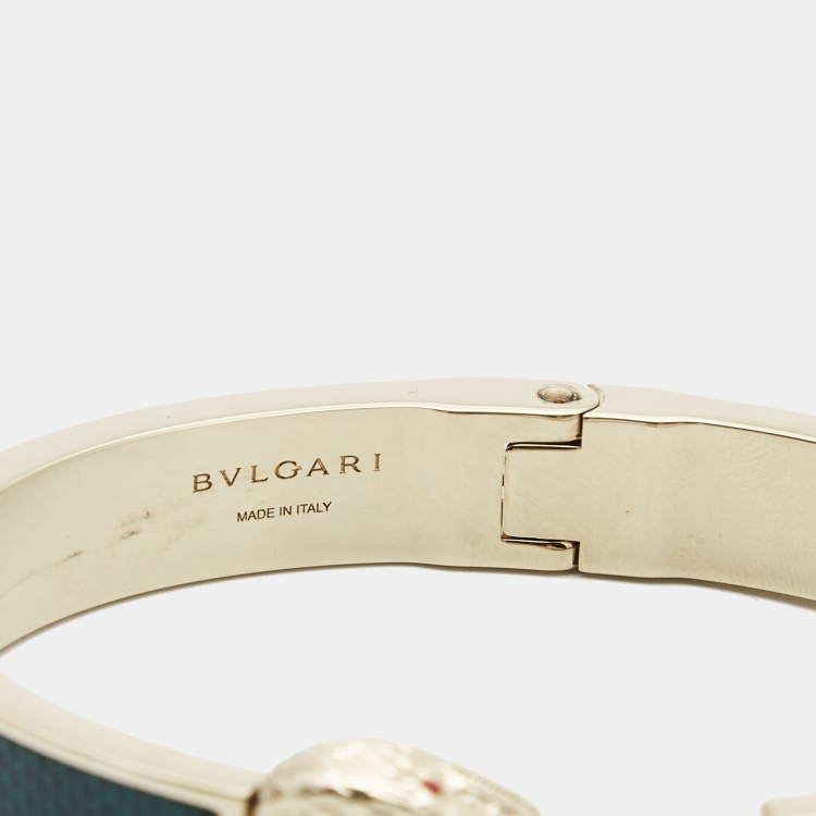 Pre Owned Bvlgari Serpenti Forever Leather Gold Tone  Bracelet